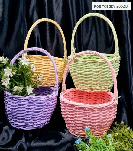 Корзина крашеная маленькая круглая, Цвета в ассортименте, (диаметр 18см), (глуб. 10), (ручка13см) 283219 фото 1