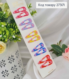 Заколки тік-так 5 см, В рожевих квіточка, 10шт/уп 273171 фото