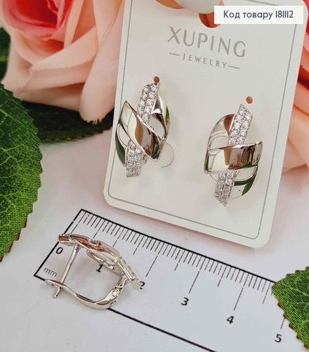 Серьги родованные, "Доллар" 2*1,2см, англ. застежка, Xuping 181112 фото 1