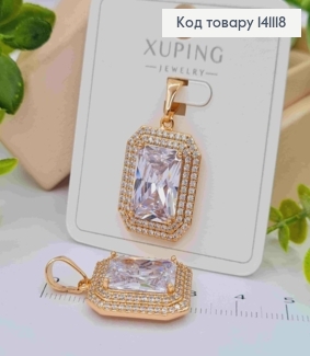 Кулон квадратний Блискучий камінь в оправі з Блискучих камінців, розмір 2,1*1,7см, Xuping 18K 141118 фото