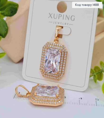 Кулон квадратный Блестящий камень в оправе из Блестящих камешков, размер 2,1*1,7см, Xuping 18K 141118 фото 1