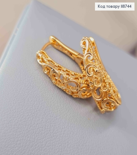 Серьги "Овальные" Ажурные, 2,1см, застежка кольца, Xuping 18K 118744 фото 3