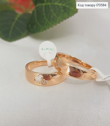 Кольцо с резьбой Сердце с камнем, Xuping 18К 170584 фото 1