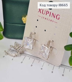 Серьги родованные с Большим ярким камнем, 1,5см, англ. застежка, Xuping 181665 фото