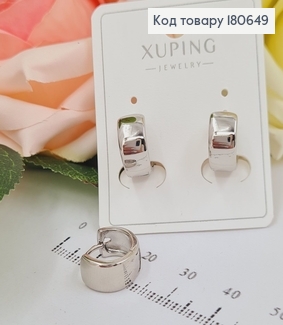 Сережки родированые кольца пластиной, 1,4*0,5см, Хuping 180649 фото