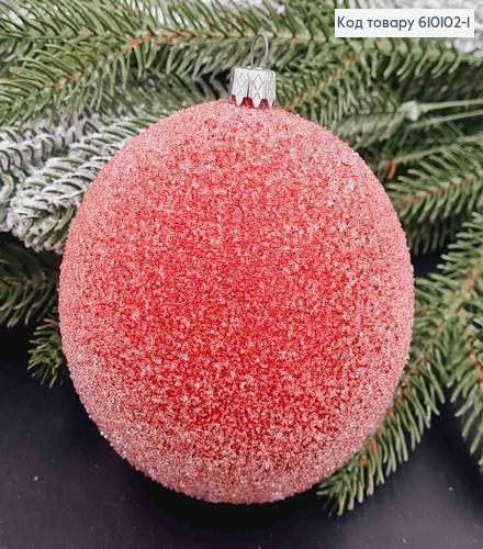 Игрушка новогодний шар 100мм Поморозь КРАСНАЯ, Украина 610102-1 фото 1