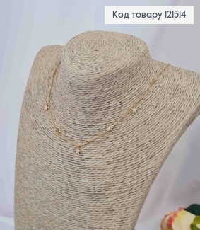 Цепочка Якорное плетение с подвесками Звездочки в камнях, длина 41+5см, Xuping 18К 121514 фото