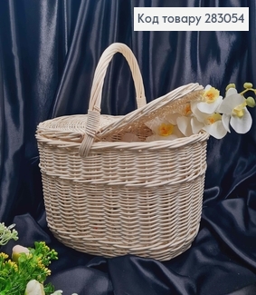 Кошик плетений для пікніку з кришкою ВИБІЛЕНИЙ (глибина 21см, довжина40,ширина 30см) ПОЛЬЩА 283054 фото