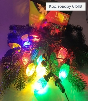 ¶Гирлянда шишка черная проволока 4 м 16 LED цветная (с удлинителем) 613118 фото