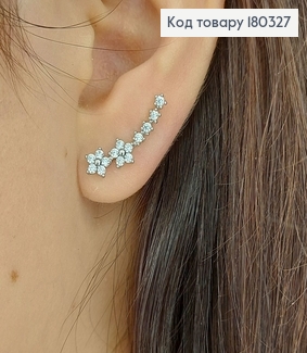 Серьги кафы Цветочки в камушках родироване медзолото Xuping 180327 фото