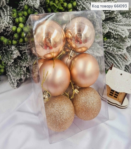 Набір (12шт) іграшок 60мм ПУДРА-ШАМПАНЬ, Китай, 12шт/уп, (глітер, матові, глянцеві) 661093 фото 1