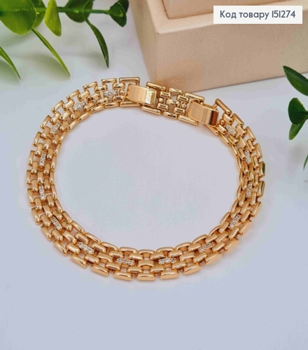 Браслет прикрашений Блискучими камінцями, довжина 17+2см, Xuping 18К 151274 фото 1