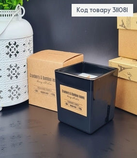 Аромасвічка стакан BISPOL Листя Журавлини і Бамбуку з дерев'яним гнотом 170 г/30 години, 80-095-351 311081 фото