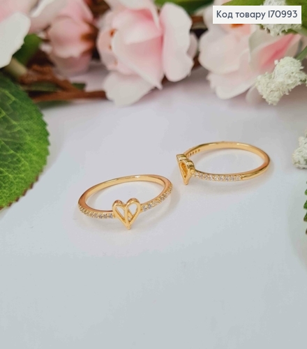 Кольцо "Желательное Сердце" украшено камнями, Xuping 18К 170993 фото 1