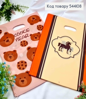 Пакет полиэтиленовый с принтом "Мишка" и "Единорог" в ассортименте, 100шт/уп, 39*30см 544108 фото