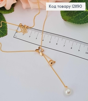 Цепочка якорное плетение, с бусинкой и бабочкой, дл. 45см, Xuping 18K 121190 фото