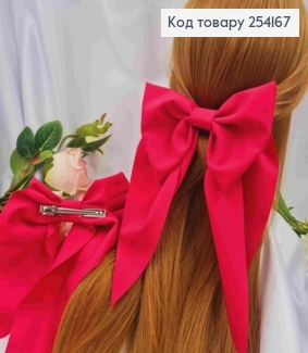 Заколка (7,5см) БАНТ МАЛИНОВОГО цвета, стрейч котон, размер 14,5*21см, Украина. 254167 фото