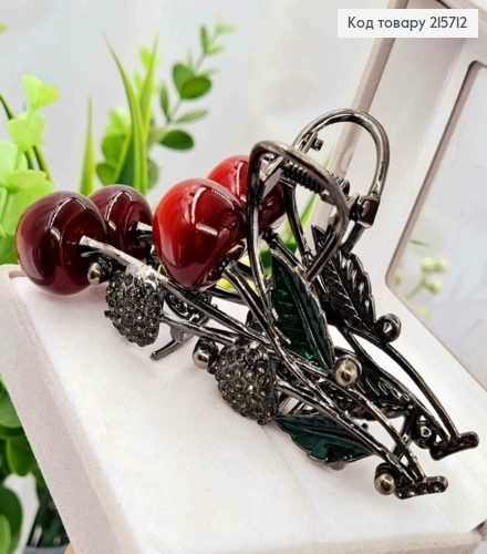 Краб металл "Вишенки-Черешеньки" с Блестящими камешками, 10,5см, цвета Металлик 215712 фото 2