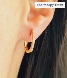 Серьги Овальные украшены Блестящими камешками, 1,6см, английская застежка, Xuping 18К 119459 фото