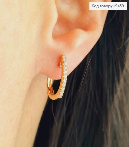 Серьги Овальные украшены Блестящими камешками, 1,6см, английская застежка, Xuping 18К 119459 фото 1