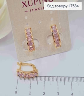 Серьги "Рассвет" с Розовыми камешками, 1,6см, английская застежка, XUPING 18K 117584 фото