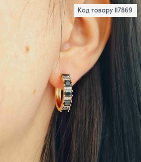 Серьги кольца, с Черными камешками, 1,9см, Xuping 18K 117869 фото