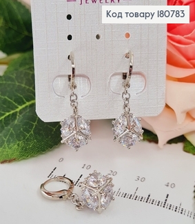 Сережки родовані кільця з підвіскою Камінець в Кубі, 2*1см, Xuping 180783 фото