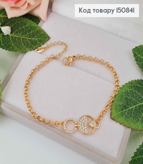 Браслет с двумя кольцами в камнях, дл.17+3см, Xuping 18K 150841 фото