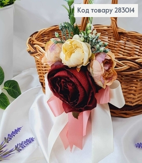 Декоративная повязка для корзины Винного цвета 18*15см на завязках фото