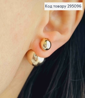 Серьги гвоздики, с двумя шариками, цвета розовое золото, 0,8-1,5см. 295096 фото