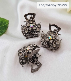 Краб металл графит, 2,5см, корона с камешками серого цвета 215295 фото