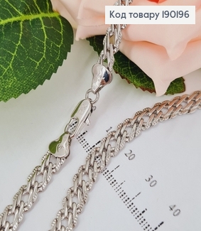 Цепочка родированая 7мм, длина 50см, плетение двойной ромб, Xuping  190196 фото