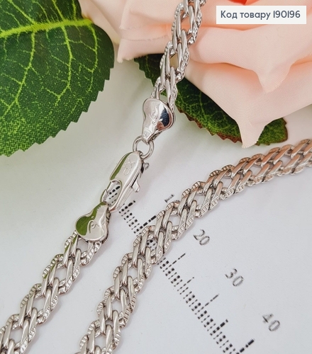 Цепочка родированая 7мм, длина 50см, плетение двойной ромб, Xuping  190196 фото 1