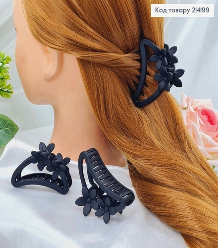 Краб каучук, матовый Черный, Полукруг с цветами, 6см 214199 фото 1