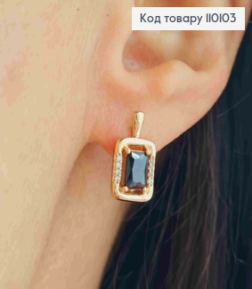 Сережки прикрашені Вишуканим Чорним каменем, довжина 1,4см, англійська застібка, Xuping 18K 110103 фото