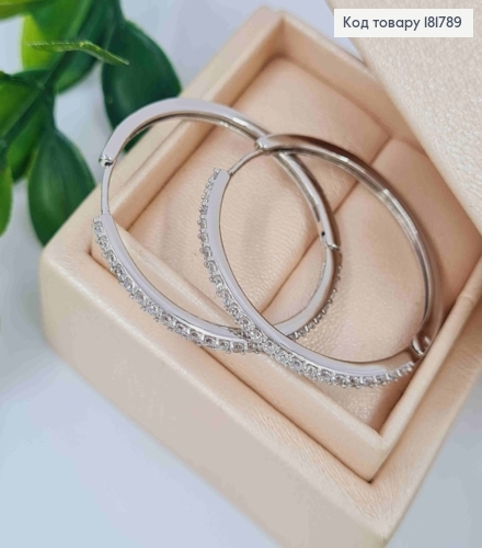 Серьги кольца украшены Блестящими камешками, диаметр 3,5см, Xuping 181789 фото 3