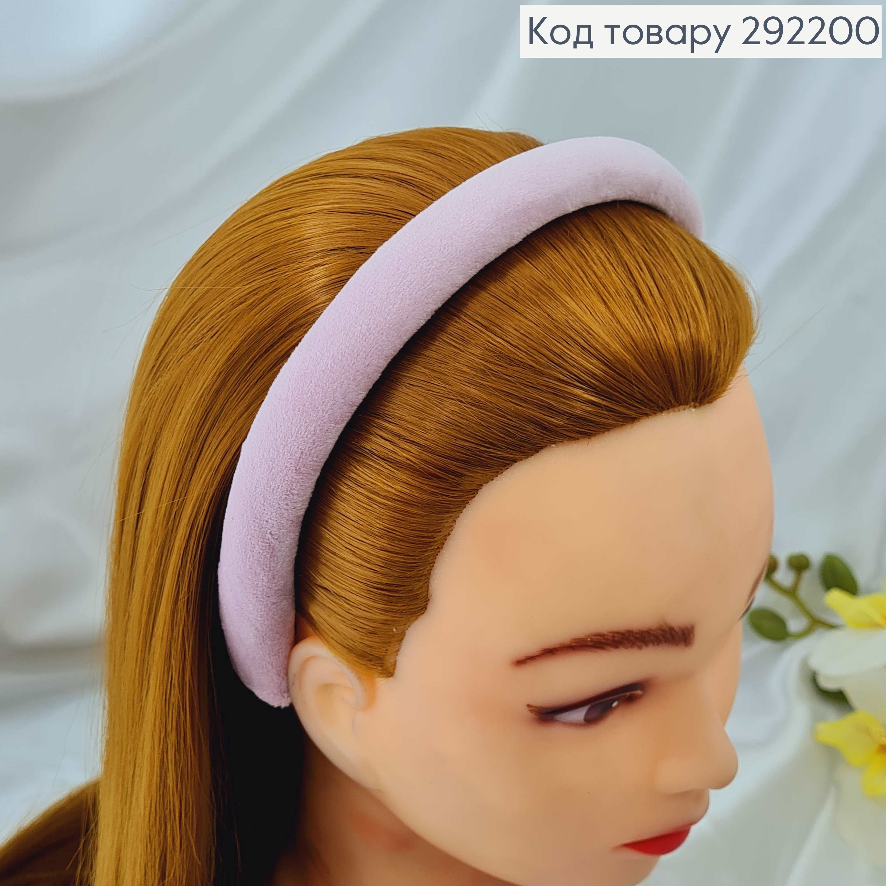 Обруч пластик, мягкий велюр, Розовый, шир.2см. 292200 фото 3