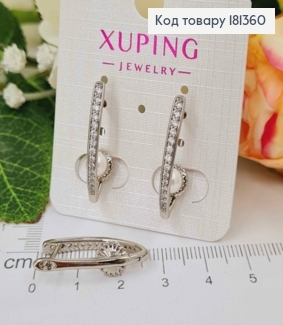 Сережки родовані, Стріли з перлинкою в камінцях, 2,5см, англ. заст. Xuping  181360 фото