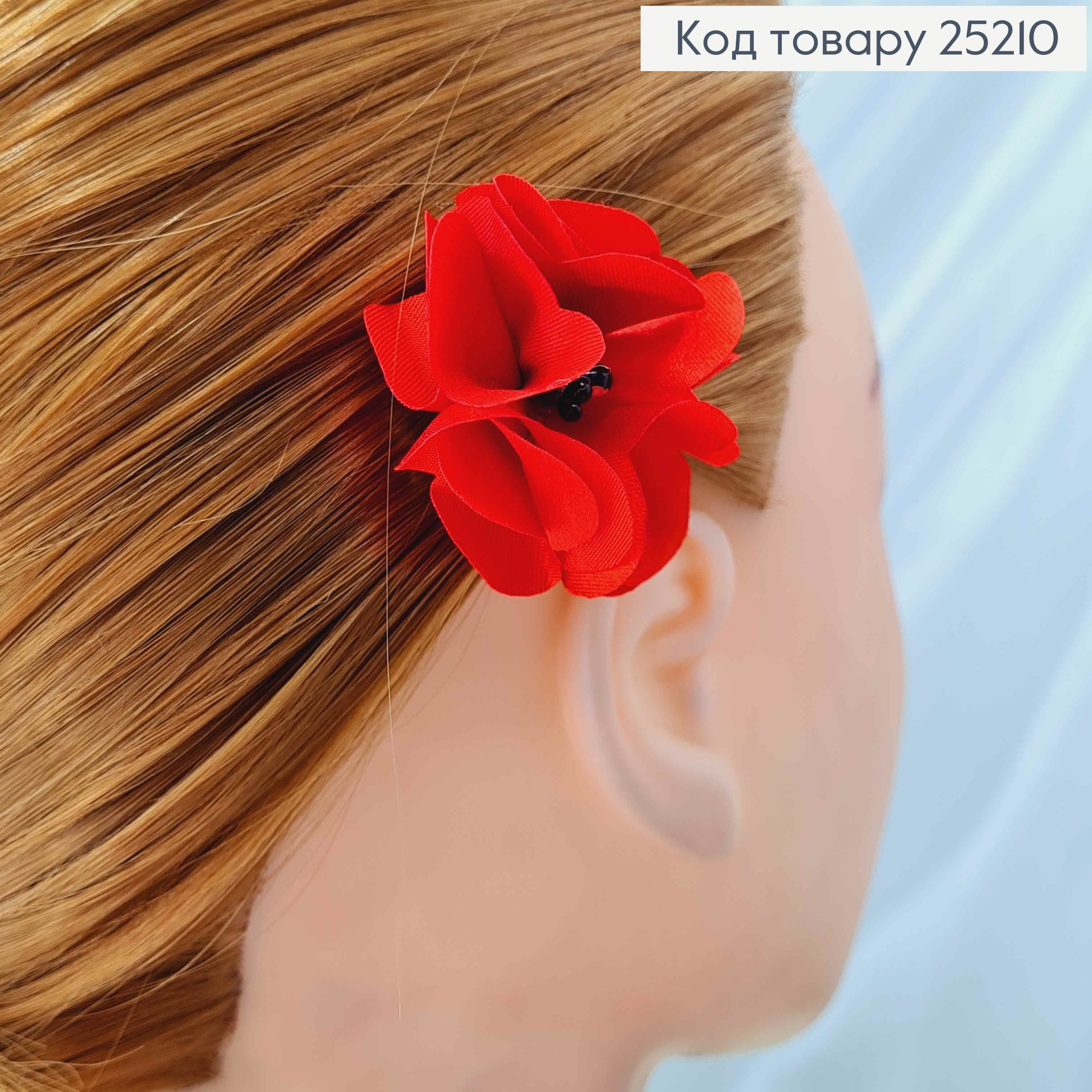 Заколка-брошь МАК с черной серединкой, 5см, Ручная работа 25210 фото 3