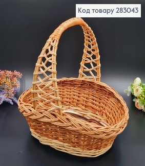 Кошик плетений "Кобра" , глибина 9+20см(ручка), верх 33*23см, дно 19*25см ,УКРАЇНА 283043 фото