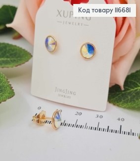 Серьги гвоздики, круглые с перламутровым камешком Сваровски, 7мм, Xuping 18K 116681 фото