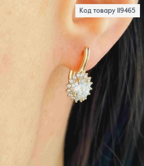 Серьги "Джейн" с Блестящим камнем, 1,6см, английская застежка, Xuping 18К 119465 фото
