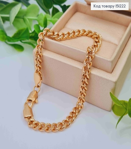 Браслет ПАНЦИРНОЕ ПЛЕТЕНИЕ с тиснением, ширина 5мм, длина 19см, Xuping 18K 151222 фото 1