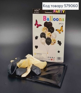 Набор фольгированных шаров Черных, 1шт(фольга), 3шт(с наполнением), 5шт(латекс) 579060 фото