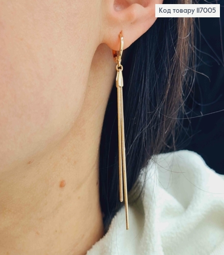 Серьги кольца 1см подвески Две ниточки 6см Xuping 18K 117005 фото 2