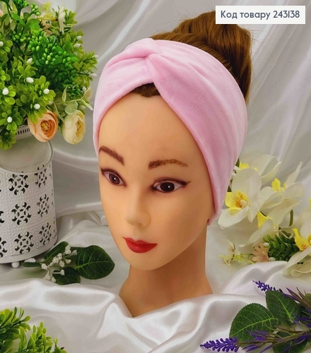 Повязка, мягкий велюр, детская, РОЖЕВАЯ, 19*9см, ручная работа, Украина 243138 фото 1