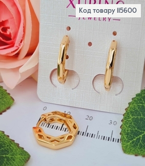 Серьги кольца 1,7см, "Геометрия" с резьбой, Xuping 18K 115600 фото
