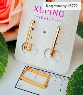 Серьги, удлиненные прямоугольнички, 2см Xuping 18К 115772 фото