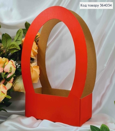Сумочка флористическая, Красного цвета, картонная складная, 22*11,5*37см. 364034 фото 1
