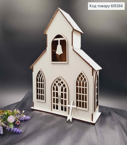 Подсвечник, деревянная белая Церковь-Колокольня, 29,5*21*6,5см, Украина 619266 фото 1